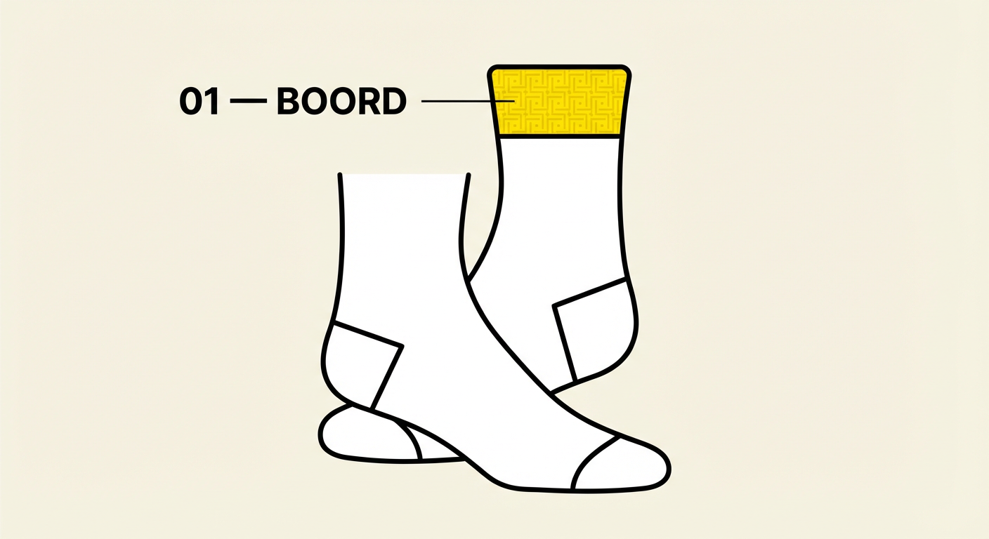 Sok boord zone — aanpasbare bovenrand met kleurband of patroon