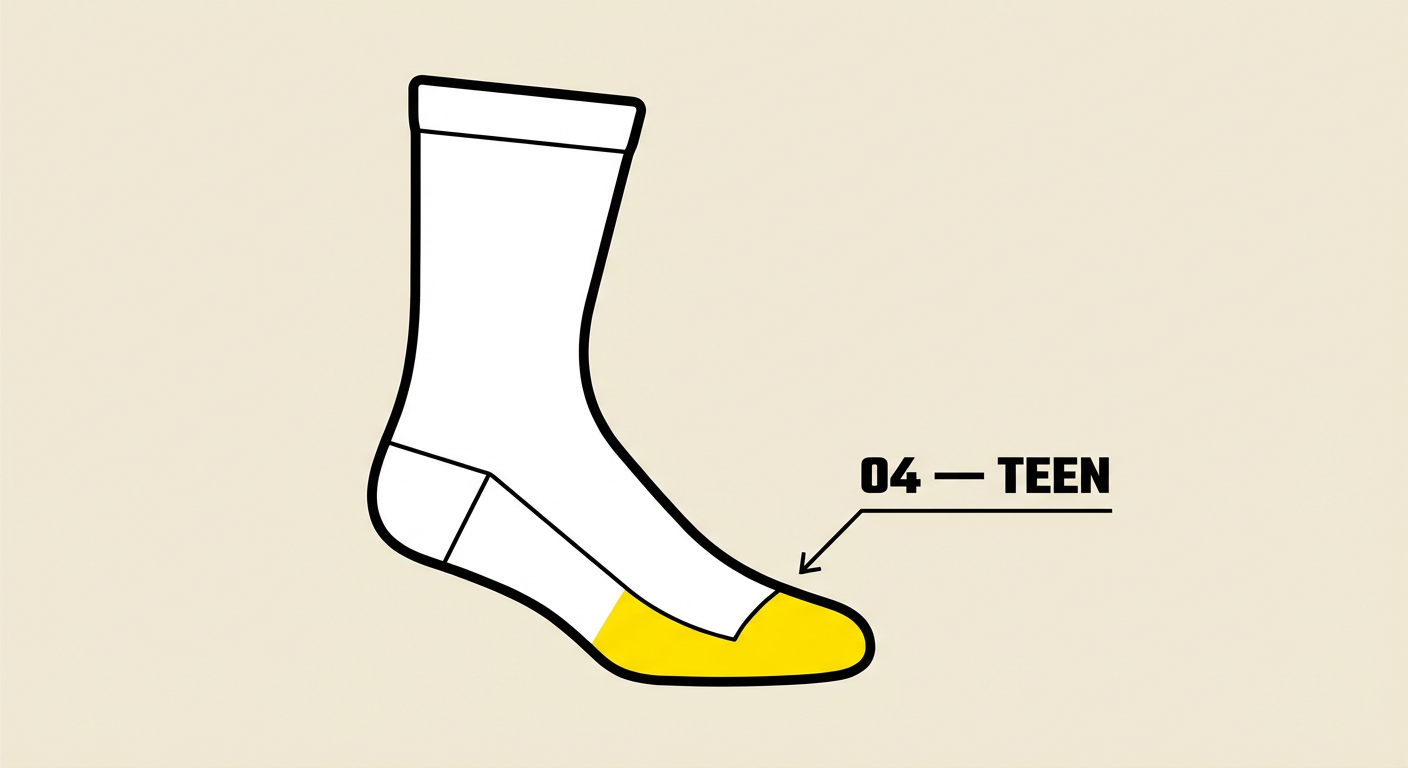 Sok teen zone — contrasterende kleur voor premium uitstraling